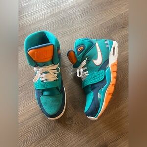 Nike Air Trainer SC II QS "NFL Dolphins" sneakers. They are part of a